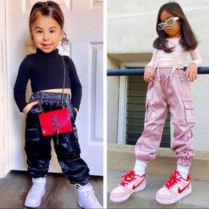 2 Pairs of NWT ‘Fashion Nova Kids’ Satin Joggers